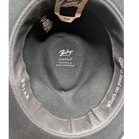 Bailey of Hollywood Briar Black Litefelt Wool Poet Outback Western Hat S - Picture 6 of 7